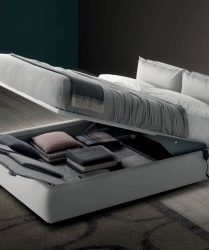 letto moderno grigio apribile salvaspazio con testiera in tessuto e